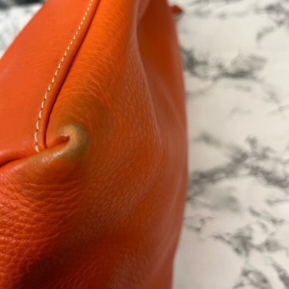DOONEY & BOURKE Vintage Pebble Leather Satchel Crossbody & Short handle Orange - Picture 12 of 13
